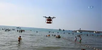 İstanbul Sahillerinde Denize Giren Vatandaşlar İçin Drone'lu Kurtarma Ekibi