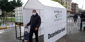 Ayvalık'ta pazarlara dezenfektan tüneli