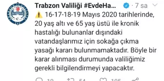 Trabzon'da bu hafta sonu sokağa çıkma yasağı uygulanmayacak