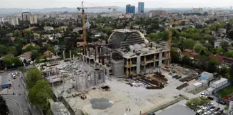 İnşaatı devam eden Levent Cami drone ile havadan görüntülendi