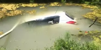 Sulama göledine uçan otomobilin sürücüsü ve eşi yaralandı