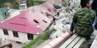 Giresun'da yol genişletme çalışması sırasında patlatılan dinamitler az kalsın faciaya neden olacaktı