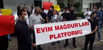 'EVİM' MAĞDURLARI TMSF ÖNÜNDE EYLEM YAPTI