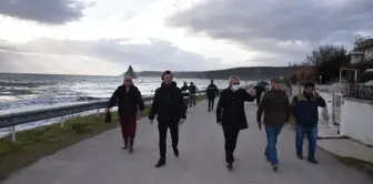 Yayla sahilinde yol ve kaldırım çalışmaları devam ediyor