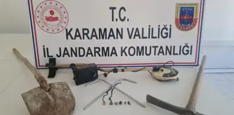 Ermenek'te kaçak kazı yapan bir kişi yakalandı