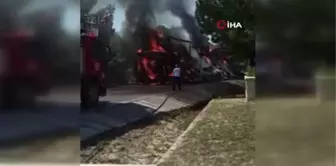 Saman yüklü tır alev topuna döndü... Yangın ormanlık alana da sıçradı