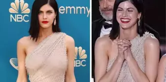 Ödül törenine iç çamaşırsız elbiseyle katılan Alexandra Daddario, ışıklar açılınca frikik verdi