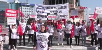 Sendika üyeleri 1 Mayıs için Taksim Meydanı'nda