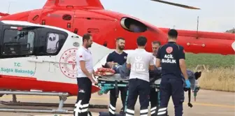 Düşerek yaralanan hastaya ambulans helikopterle müdahale edildi