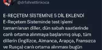 e-Reçetem Sistemine 5 Dil Eklendi