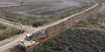 Aydın'da Koçarlı Bağarası Sulaması Projesi'nde HDPE boru montaj çalışmaları devam ediyor