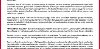 RTÜK Başkanı Şahin: 'RTÜK ve medya kuruluşlarımız olarak Filistin'in yanında, İsrail'in katliamlarının ve savaş suçlarının karşısındayız'