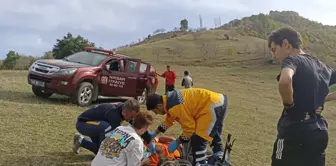 Tokat'ın Niksar ilçesinde yamaçtan yuvarlanan bisikletli yaralandı