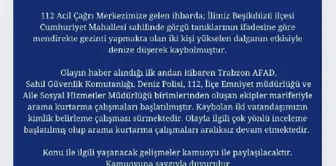 Trabzon'da denizde kaybolan 2 genç için arama kurtarma çalışmaları devam ediyor