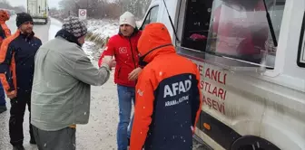 AFAD ve Kızılay, Hamzabeyli Sınır Kapısı'nda tır sürücülerine yardım etti