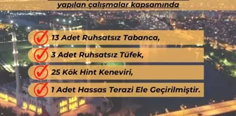 Yüreğir İlçe Emniyet Müdürlüğü Operasyonunda 16 Ruhsatsız Silah ve 25 Hint Keneviri Ele Geçirildi