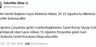 Filistin Devlet Başkanı Mahmut Abbas Türkiye'yi Ziyaret Edecek