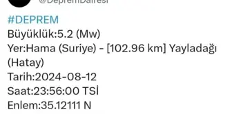 Suriye'nin Hama şehrinde 5.2 büyüklüğünde deprem meydana geldi
