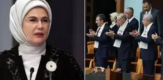 Emine Erdoğan'dan anlamlı paylaşım: ABD Kongresi'nin aksine, TBMM'de katiller değil kahramanlar alkışlandı