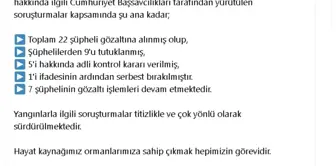 Orman Yangınlarıyla İlgili 22 Şüpheli Gözaltına Alındı