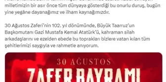 TBMM Başkanı Numan Kurtulmuş, 30 Ağustos Zafer Bayramı'nı kutladı