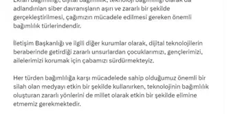 İletişim Başkanı Fahrettin Altun, Bağımlılıkla Mücadele Çağrısı Yaptı