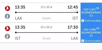 THY'nin Los Angeles'a aktarmasız en pahalı bilet fiyatı 368 bin liraya çıktı