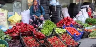 Çanakkale'nin Bayramiç ilçesinde organik meyve ve sebzeler pazarda satılıyor