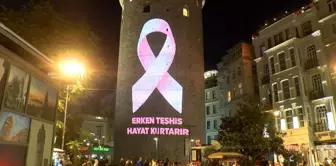 Galata Kulesi, Meme Kanseri Farkındalık Ayı İçin Pembe Kurdeleyle Aydınlatıldı