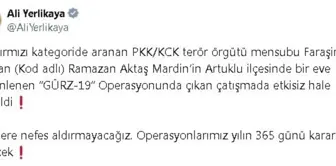 PKK/KCK Üyesi Ramazan Aktaş Mardin'de Etkisiz Hale Getirildi