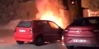 Mudanya'da Park Halindeki Araç Alev Alev Yandı