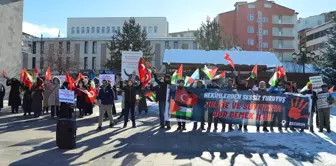 Erzurum'da sağlık çalışanları, dondurucu soğukta Gazze için yürüdü