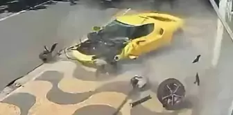 The Ferrari, worth 14 million, crashed into a wall after losing control and was totaled.