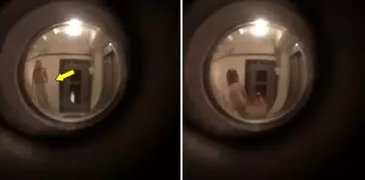 The person who installed a camera on the door viewer couldn't believe what he saw.