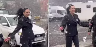 Melis Sezen's joy of snow: She had fun on set like a child.