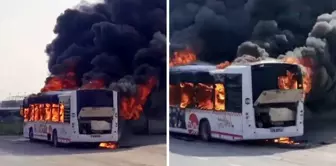 The bus turned into a fireball while in motion, leaving only its skeleton behind.