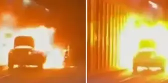 The vehicle trapped in flames in the tunnel caused a traffic disruption.