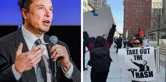 Employees laid off in the U.S. protested against Musk.