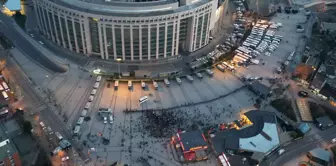 The security measures taken in front of the Istanbul Courthouse were captured in aerial footage.