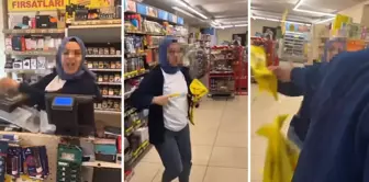 The female supermarket employee attacked the male customer.