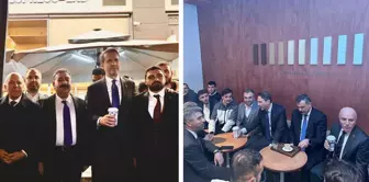 Minister Bayraktar had coffee at EspressoLab, where Özel called for a boycott.