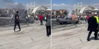At the modified festival, the Tofaş caught fire while drifting.