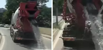 İstanbul'da hafriyat kamyonu betonlu suyu yola döktü. 

İşte Arapça çevirisi:

