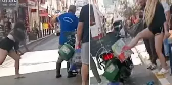 الشابات أثاروا الرعب! ضربوا موظف البلدية في الشارع بالفرشاة.