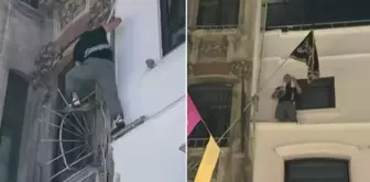 During the Leman protests, he climbed the building and hung the Tevhit flag.