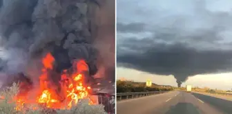 Fire at a recycling facility in Bursa! Black smoke covered the city.