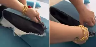 A married couple who thought they bought brand new furniture was shocked when they tore the fabric of the sofa.