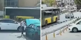 A piece that broke off from the IETT bus fell onto the gas station.