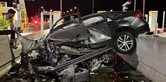 The vehicle that crashed into the concrete barriers was totaled, and the driver died at the scene.