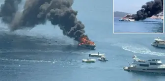 Boat fire in Bodrum! Rescued at the last moment from the flames.